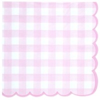 16 tovaglioli smerlati a quadretti rosa