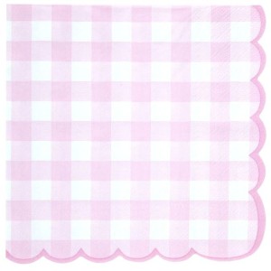 16 tovaglioli smerlati a quadretti rosa