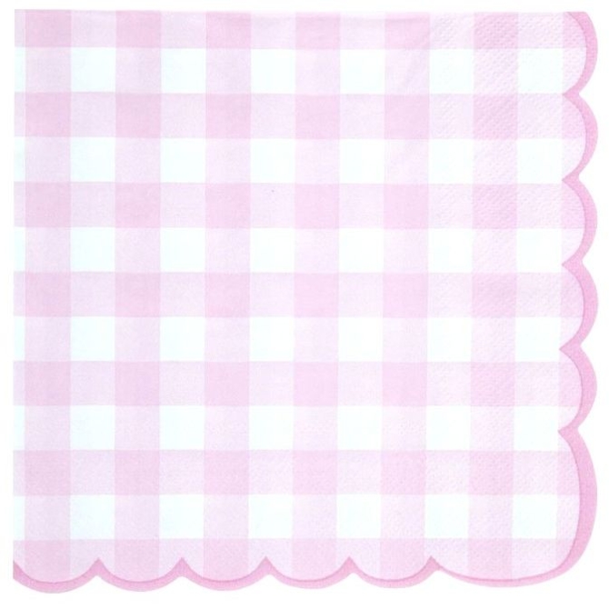 16 tovaglioli smerlati a quadretti rosa 