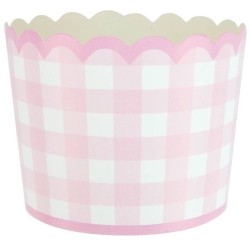 Grande scatola per feste a quadretti rosa smerlati. n5