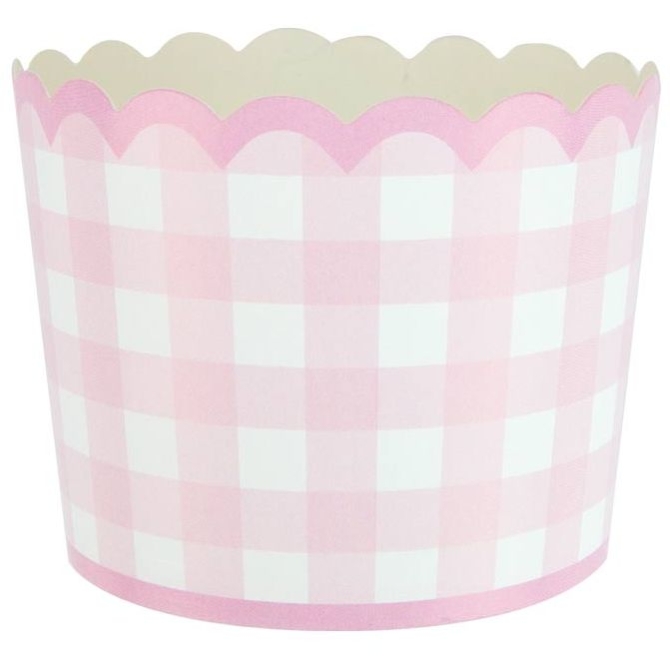 8 piccoli vasi rosa vichy smerlati 