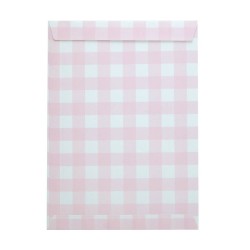 8 sacchetti regalo smerlati a quadretti rosa. n1