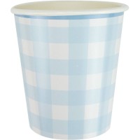 8 tazze smerlate a quadretti blu