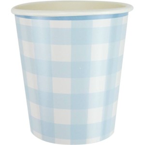 8 tazze smerlate a quadretti blu