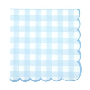 16 tovaglioli smerlati a quadretti blu