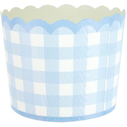Grande scatola per feste a quadretti blu smerlati. n4