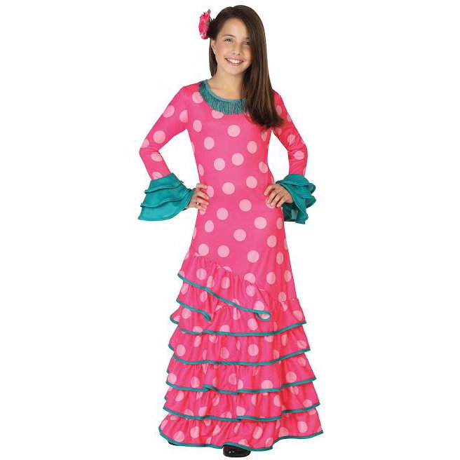Costume Flamenco Rosa e Blu 