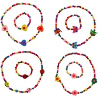 1 Set di gioielli in legno con collana e bracciale - 20 cm