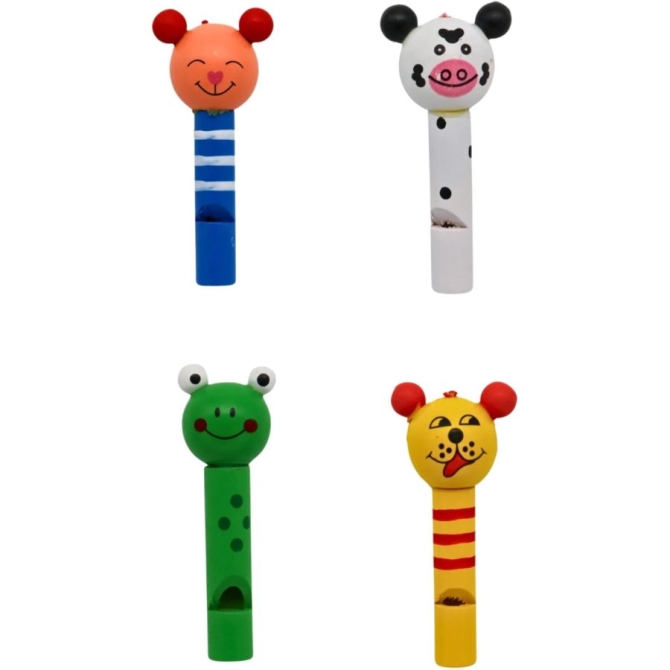 1 Fischietto in legno a forma di animale - 7 cm 