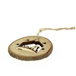3 Decorazioni Natalizie Tronchi (7 cm) - Legno. n°1