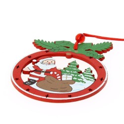 2 Addobbi Natalizi Babbo Natale e Pupazzo di Neve (8 cm) - Legno. n1