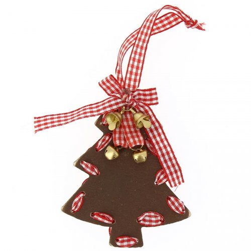 Addobbo Natalizio Grande Albero di Natale con Campanellini (10 cm) - Legno 