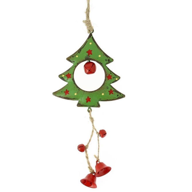 Addobbo Natalizio Grande Albero di Natale con Campanellini (16 cm) - Metallo 