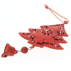 6 Addobbi Natalizi Cuore / Stella / Albero di Natale Rosso (6 cm) - Metallo. n1