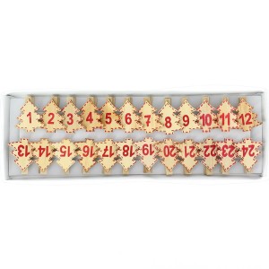 24 mollette Abeti per il calendario dell'Avvento fai da te - Legno