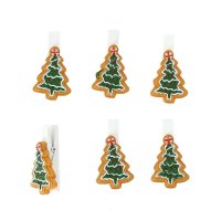 6 Pinze Albero di Natale (3,5 cm) - Resina