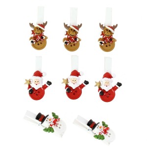 8 Pinze Amici di Natale (4,5 cm) - Resina