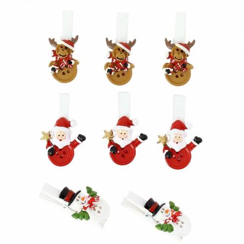 8 Pinze Amici di Natale (4, 5 cm) - Resina 