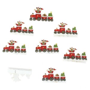 8 Pinze Treno di Natale (4,5 cm) - Resina