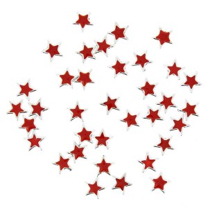 36 Perle a stella rosso/argento (1,5 cm)
