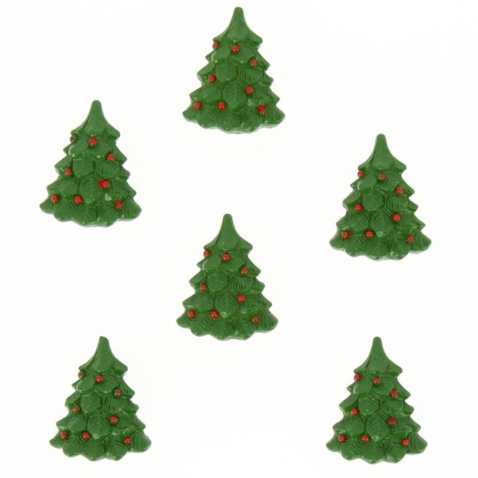 6 Mini Adesivi Albero di Natale (3, 5 cm) - Resina 