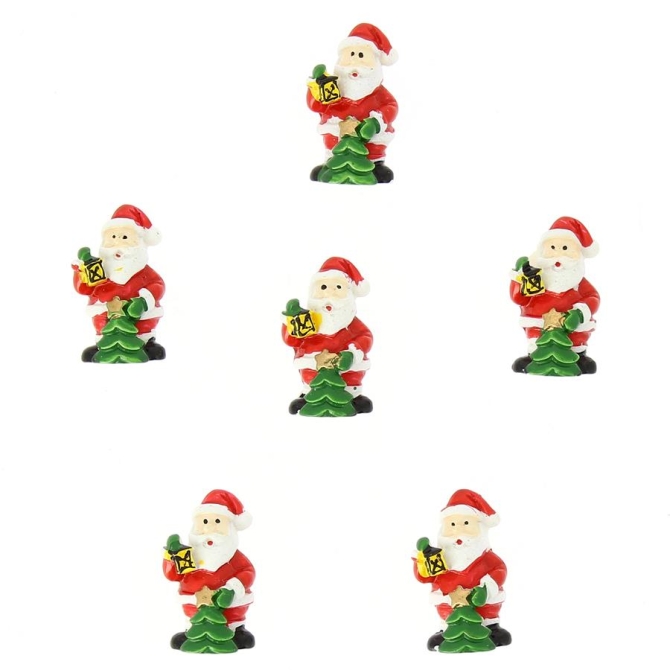 6 Mini Babbo Natale adesivi (3 cm) - Resina 