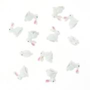12 Mini Conigli Bianchi Adesivi (2 cm) - Resina
