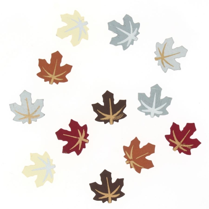 12 Mini foglie d autunno (2 cm) - Legno 