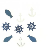 12 Mini Decorazioni marine (3 cm) - Legno