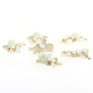 8 Mini Angeli Bianco/Oro - Adesivi (3,5 cm) - Resina