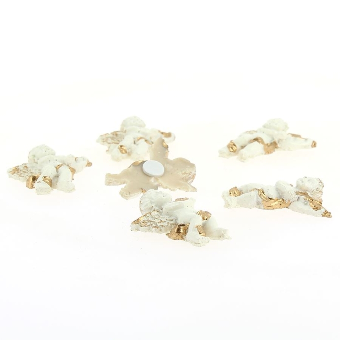 8 Mini Angeli Bianco / Oro - Adesivi (3, 5 cm) - Resina 