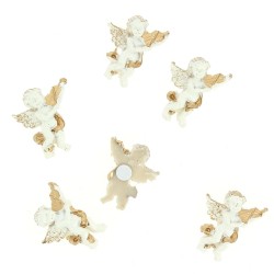 8 Mini Angeli Bianco / Oro - Adesivi (3, 5 cm) - Resina. n1