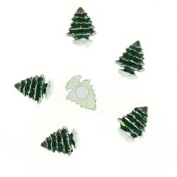 6 Mini Alberi di Natale - Adesivi (3 cm) - Resina. n1