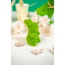 2 Coniglietti Floccati Verde / Giallo in argilla - 8 cm. n2