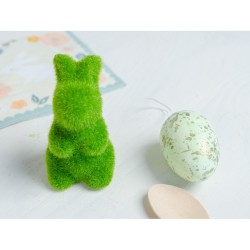 2 Coniglietti Floccati Verde / Giallo in argilla - 8 cm. n3