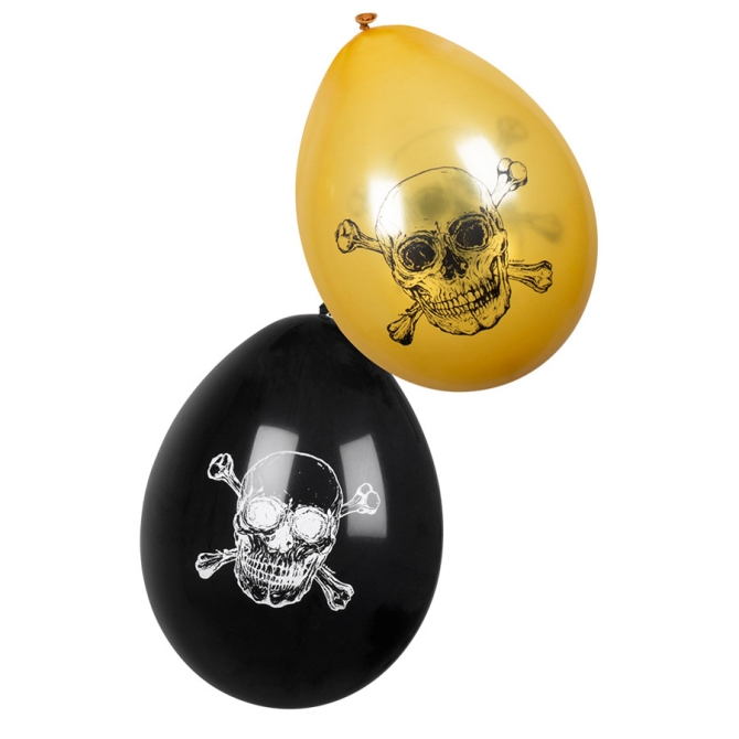 6 Palloncini Pirata nero / oro 