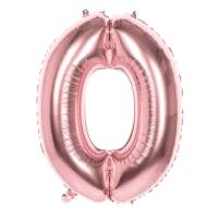 Palloncino gigante rosa oro Numero 0 - 86 cm