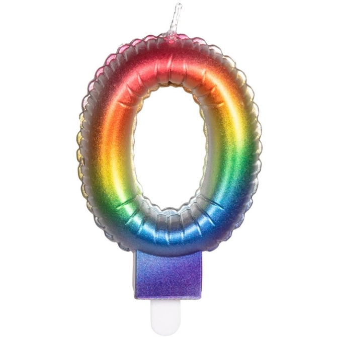 Candela Arcobaleno Numero 0 (8 cm) - Effetto Palloncino 
