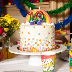 Candela Arcobaleno Numero 5 (8 cm) - Effetto Palloncino. n2