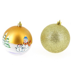 6 Palline Decorate e Glitterate (8 cm) - Dorate