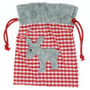 Gift Bag Renna Grigia (18 cm) - Feltro e Stoffa