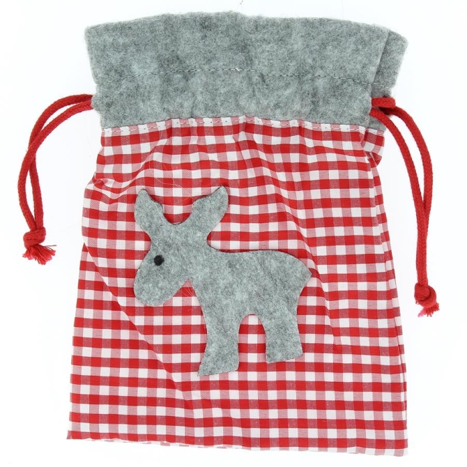 Gift Bag Renna Grigia (18 cm) - Feltro e Stoffa 