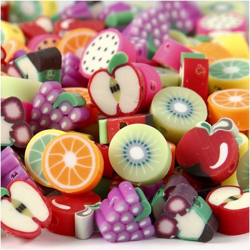 20 Frutta piatta perline (1 cm) - Polimero 