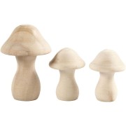 Set di 3 funghi in legno