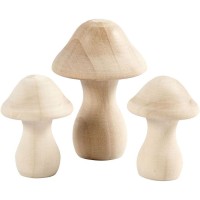 Set di 3 funghi in legno
