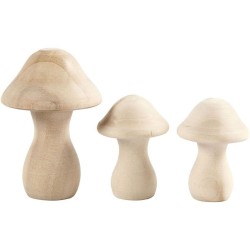 Set di 3 funghi in legno. n1