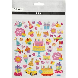 Foglio da 48 adesivi Happy Birthday. n2