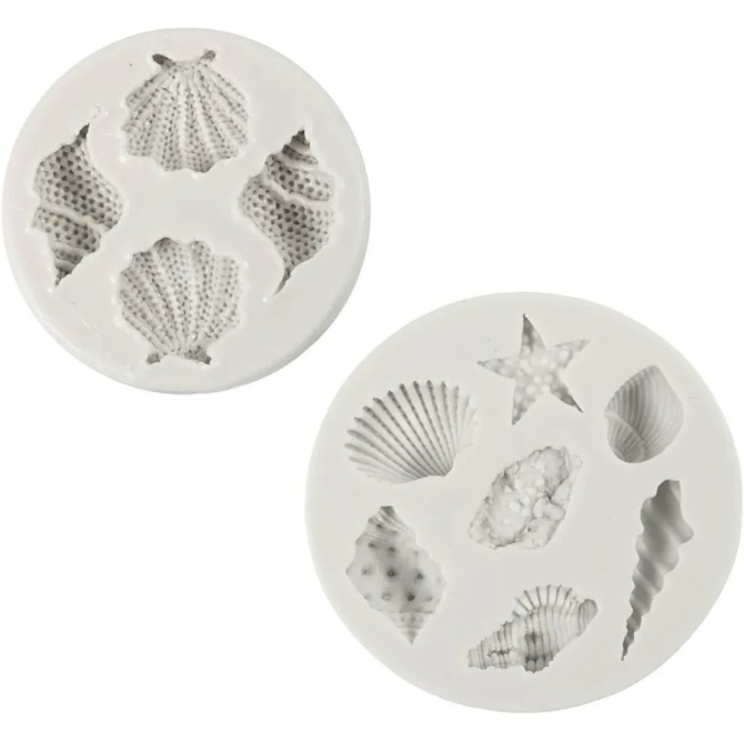 2 stampi in silicone - 11 modelli marini 