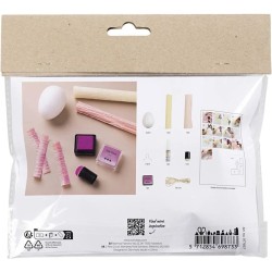 Mini kit fai da te di carta crespa - Uova di Pasqua gialle / rosa. n1