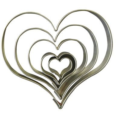5 Tagliabiscotti cuore - Metallo 